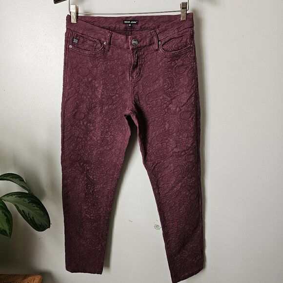EUC DEAR JOHN AUBERGINE EMBOSSED PATTERNED STRETCHY JEANS SIZE 29 - Picture 1 of 16